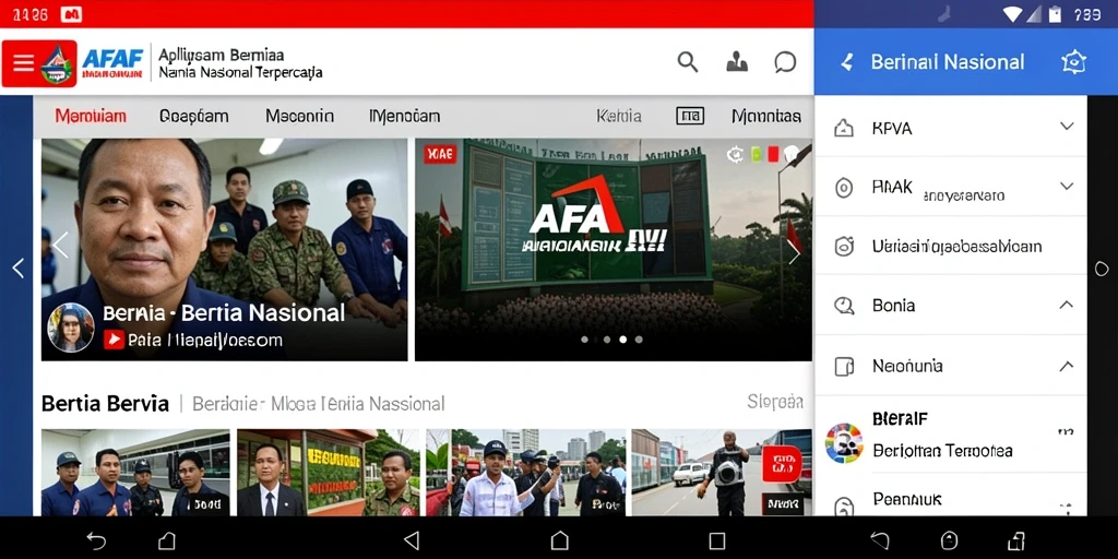 Tampilan antarmuka utama aplikasi AFAF dengan berita terkini.