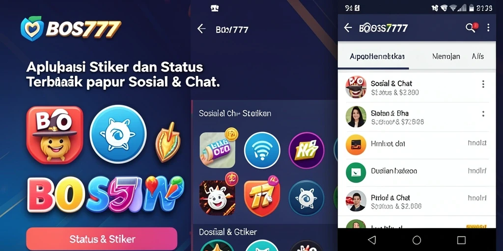 Tampilan antarmuka BOS777 dengan koleksi stiker yang beragam.