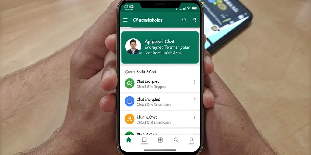 Antarmuka pengguna GT108 dengan fitur Chat Encrypted yang menarik.