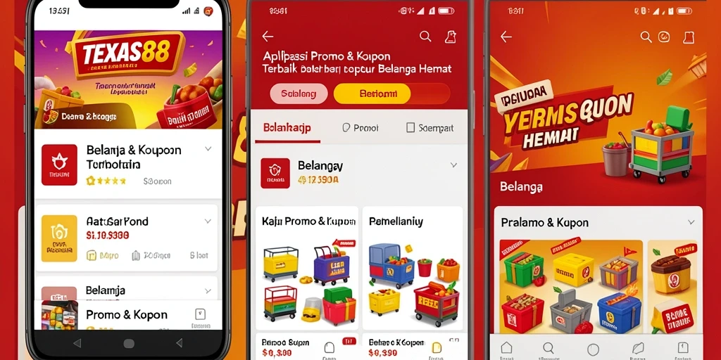 Antarmuka aplikasi TEXAS88 dengan berbagai kupon dan promo